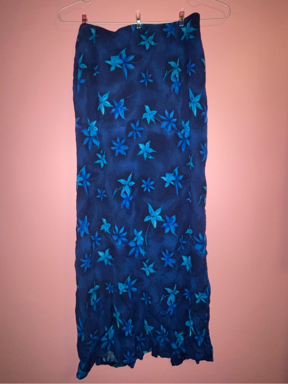 Blue Floral Y2K Maxi Skirt